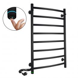 Black heated towel rail EF Classic 8 L with touch control