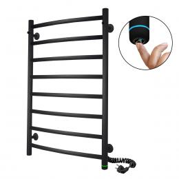 Black heated towel rail EF Classic 8 R with touch control