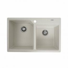 Granite Kitchen Sink Platinum 7850 HARMONY Matte White with Black Specks