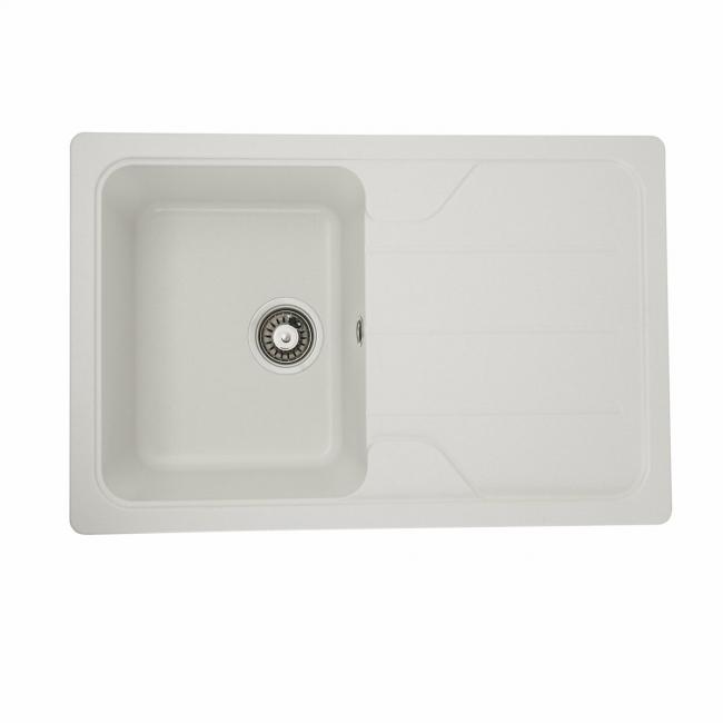 Granite sink for the kitchen Platinum 7850 VERONA matte Snow White