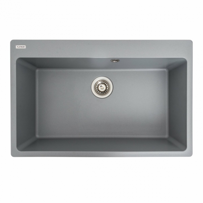 Granite Kitchen Sink Platinum 7850 BOGEMA, Grey Metallic, Matte