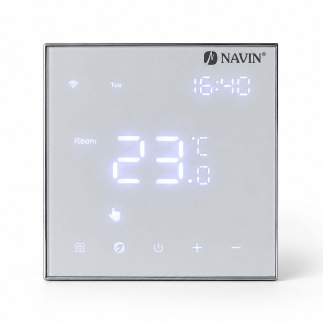 Терморегулятор для электрического теплого пола NAVIN EH602 W-16A с Wi-Fi, белый