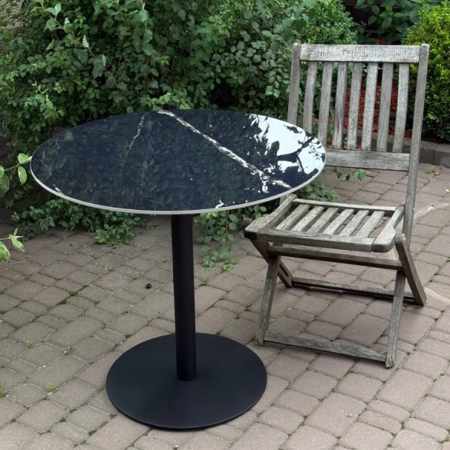 Round Ceramic Coffee Table – Black Marble