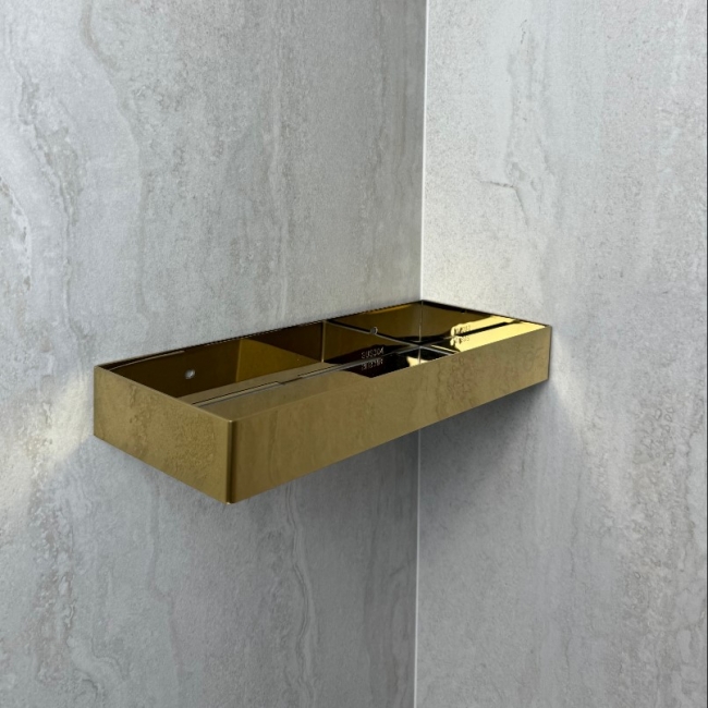 Полиця для ванної кімнати EF Quadro золота 30 см